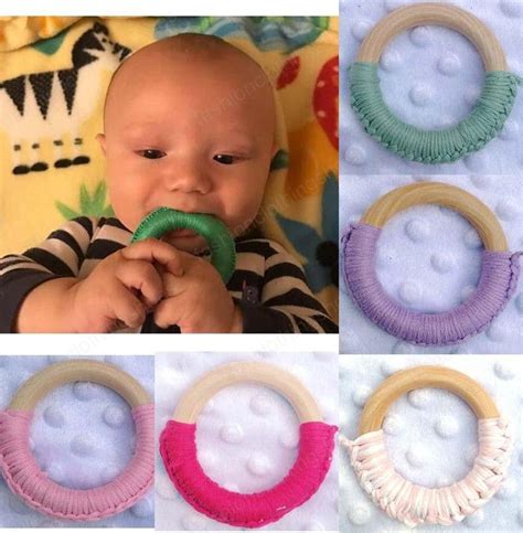 2021 70mm Handmade Natural Wooden Crochet Baby Infant Kids Teether