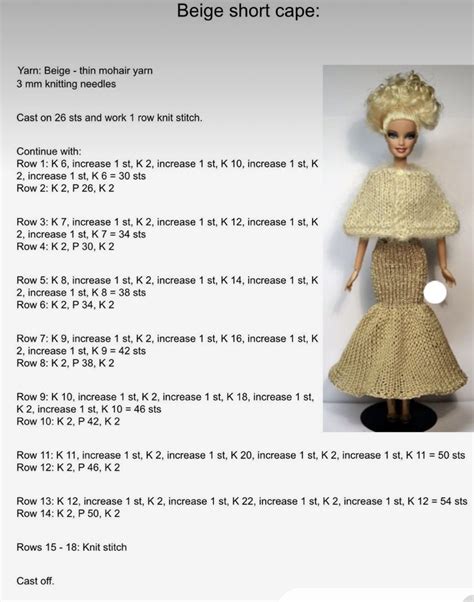 Crochet Doll Clothes Free Pattern Knitted Washcloth Patterns Barbie