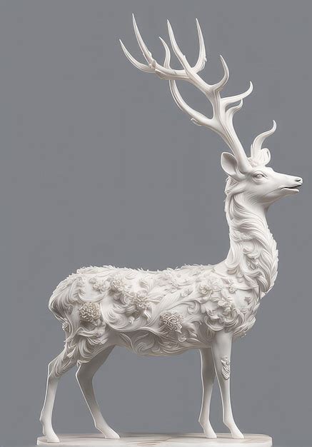 Premium Ai Image Albino White Deer Statue