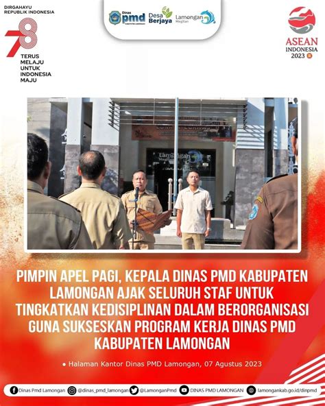 Pimpin Apel Pagi Kepala Dinas Pmd Kabupaten Lamongan Ajak Seluruh Staf