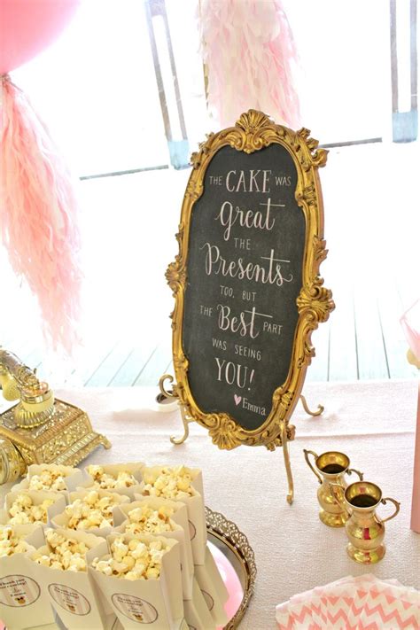 Chalkboard Rentals Pink And Gold Sweets Table