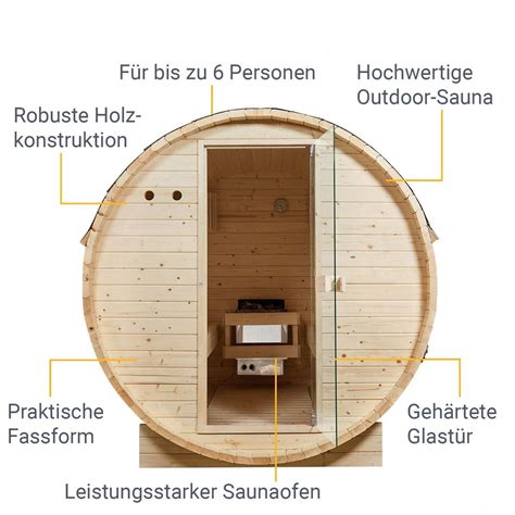 Outdoor Fasssauna Holz Saunafass Speyer 240x191 Cm Mit Saunaofen 8 Kw