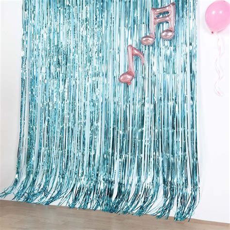 8ft Blue Metallic Foil Fringe Curtain Curtain Fringe Event Backdrop