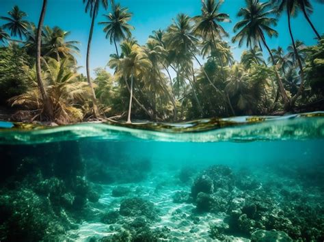 Una Isla Tropical Con Palmeras Y Agua Foto Premium