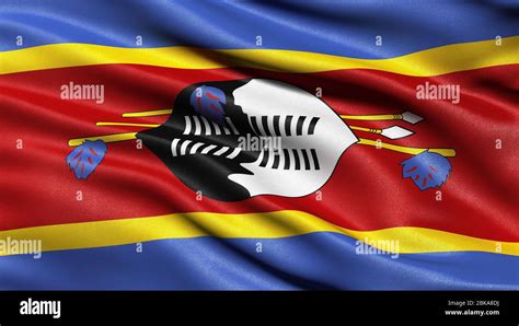 3d Illustration Of The Flag Of Eswatini Waving In The Wind Stock Photo