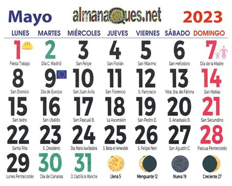 Calendario Con Santoral Y Lunas Calendario Calendario Con