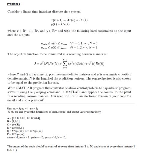 Solved Problem 1 Consider A Linear Time Invariant Discrete