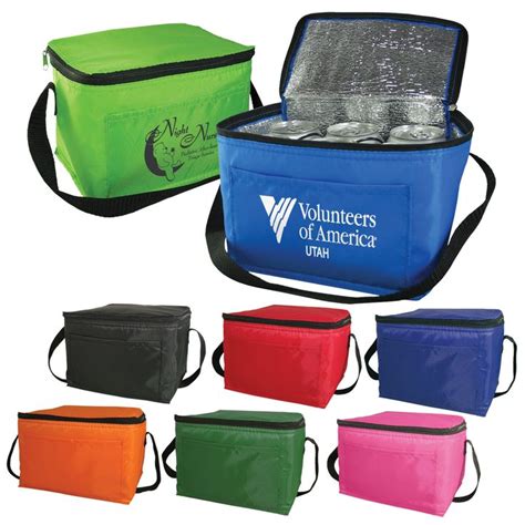 6 Pack Cooler Bag Polyester Insulated Lunch Bag With Handle And Pocket Promotional Products