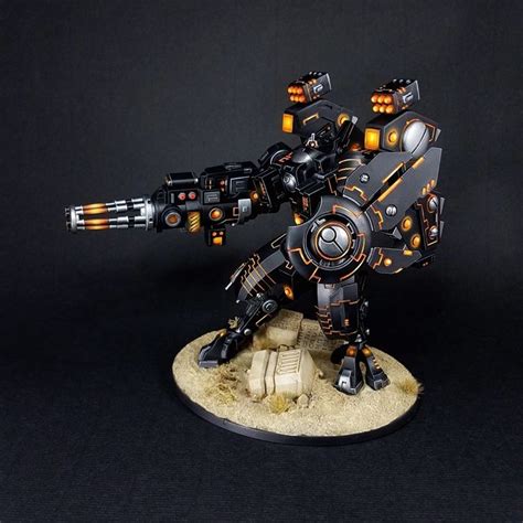 Black And Orange T Au Painting Process Tau Warhammer Warhammer Figures