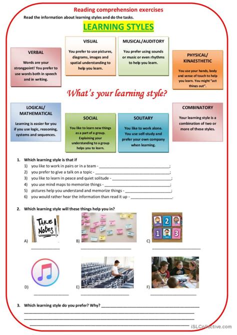 Learning Styles Reading For Detail English ESL Worksheets Pdf