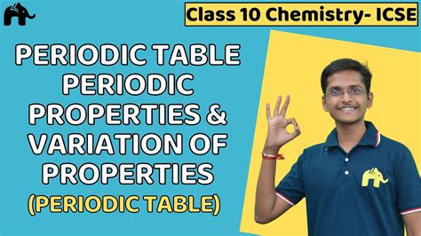 Periodic Table Properties And Variation Class 10 Chapter 1 Icse Chemistry Selina Modern Table