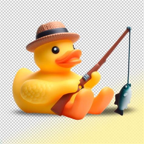 Pescador De Pato De Goma Amarillo Psd Sobre Un Fondo Transparente