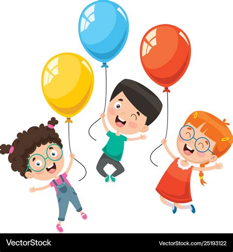 Children With Balloon Royalty Free Vector Image