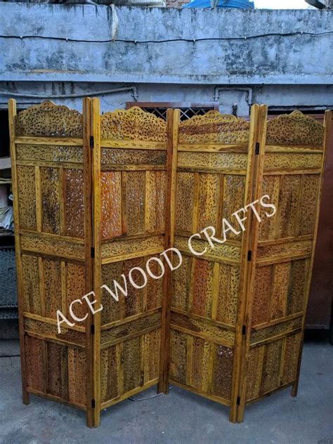 Brown Sheesham Wood Carved Wooden Partition Screen Panels Color