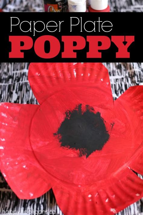 Paper Plate Poppy Craft for Preschool - Happy Hooligans