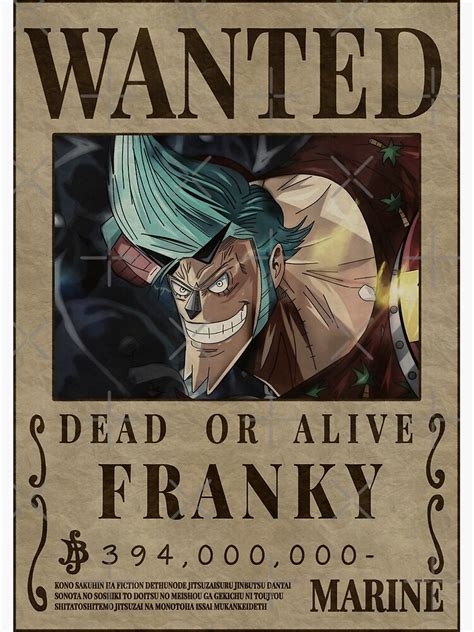 Iron Man Franky Bounty One Piece Wanted Cutty Flam Poster For Sale By