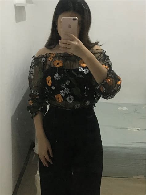 Sabrina Crop Top See Through Sabrina Transparan Sabrina Hitam Fesyen