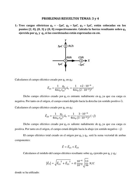 Stemas 3y4 Ejercicios Resueltos Campo Electrico Problemas Resueltos Temas 3 Y 4 1 Tres