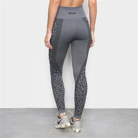 Calça Legging Alto Giro Seamless Oncinha Feminina Cinza Netshoes