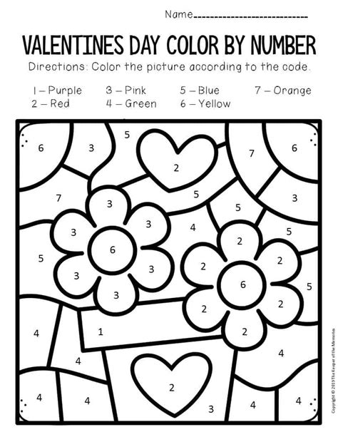 Printable Valentine Color By Number