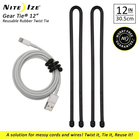 Nite Ize Original Gear Tie Reusable Rubber Twist Tie 12 Inch