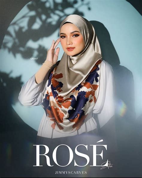 Jimmyscarves Rose Satin Tudung Sarung Instant Sinar Raya