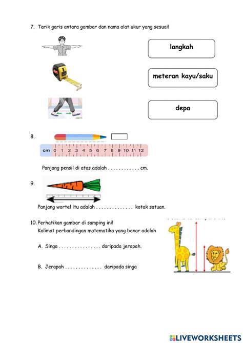 Latihan Soal Mengenal Dan Mengukur Dengan Alat Ukur Baku Dan Tidak Baku