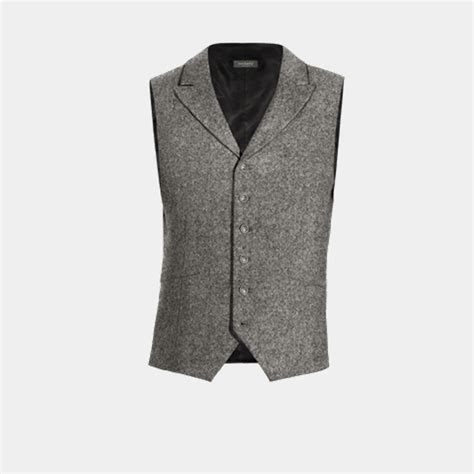 Light Gray Donegal Tweed Peak Lapel Waistcoat