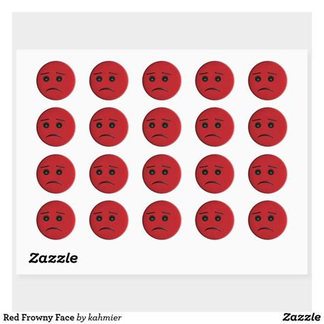 Red Frowny Face Classic Round Sticker Zazzle In Frowny