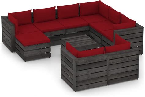 Decoways Delige Loungeset Met Kussens Grijs Ge Mpregneerd Hout