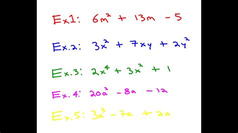 Complex Factoring Trinomials With 5 Examples Chapter 2 Lesson 4 Youtube