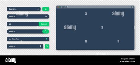 Blank Internet Browser Window With Various Search Bar Templates Dark