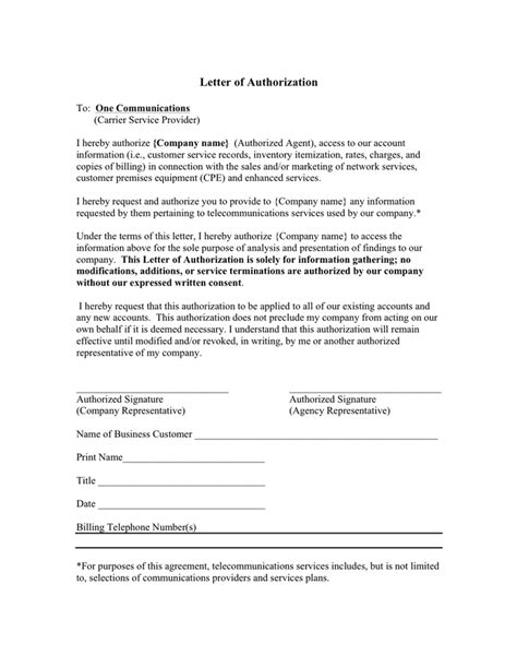 Letter Of Authorization Form In Word And Pdf Formats