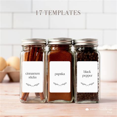 Editable Avery Spice Jar Labels Floral Minimalist Printable Etsy