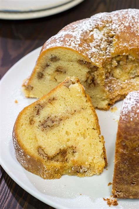 Sour Cream Pound Cake With Cinnamon Walnut Swirl