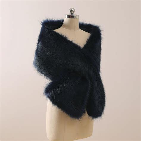 Faux Fur Shawl Plus Faux Fur Stole Navy Blue Fur Cape Bridal Etsy