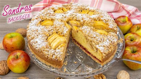 Apfelkuchen mit Nüssen und Streusel Sandras Backideen