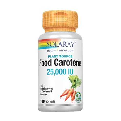 Solaray Food Carotene, Vitamin A as Beta Carotene 25000IU | Carotenoids ...