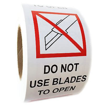 Red Black Do Not Use Blades To Open Labels Stickers 3 By 5 500