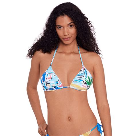 Bikini Oberteil Riviera Scenic Triangel Form Blau Bedruckt Polo Ralph