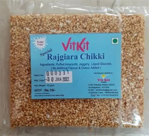 Vitkit Jaggery Rajgira Peanut Chikki G Each Packaging Size