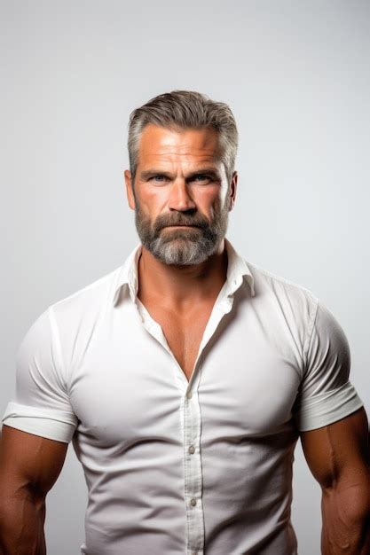 Premium Photo Muscular Confident Man With Beard Portrait