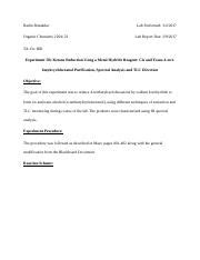 Ketone Reduction Docx Radin Bonakdar Organic Chemistry 2204 22 Lab