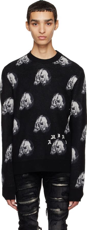 Amiri Black Wes Lang Edition Repeat Skull Sweater Shopstyle