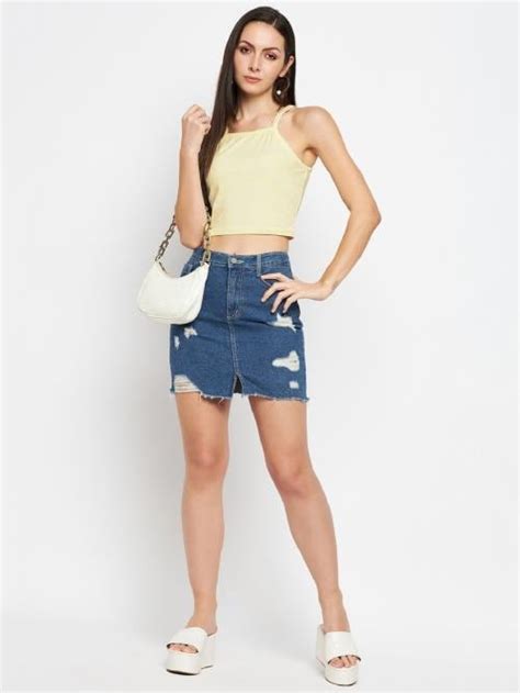 Buy Brinns Cream Shoulder Straps Crop Fitted Top Online At Best Prices