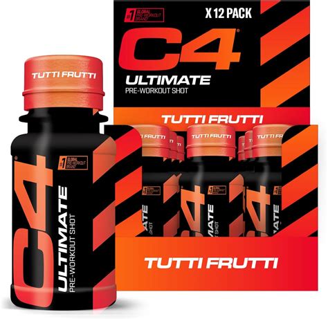 C4 Ultimate Pre Workout Shot Tutti Frutti Flavour Energy Shots 12 X