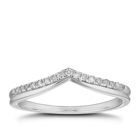 18ct White Gold 110ct Diamond Wishbone Shaped Ring Ernest Jones