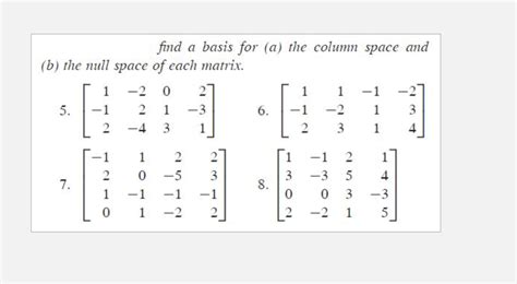 Solved find a basis for (a) ﻿the column space and(b) ﻿the | Chegg.com