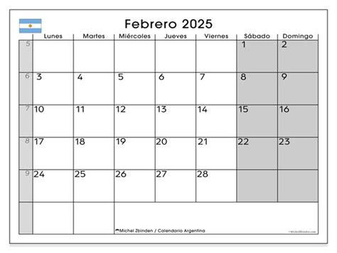 Calendario Para Imprimir Argentina Michel Zbinden ES