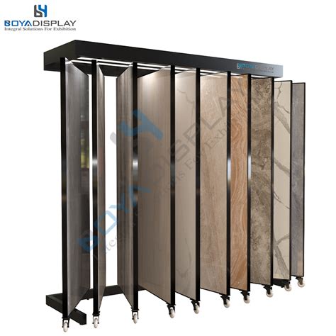 Metal Rotating Display Stand Ceramic Tile Display Rack With Showroom